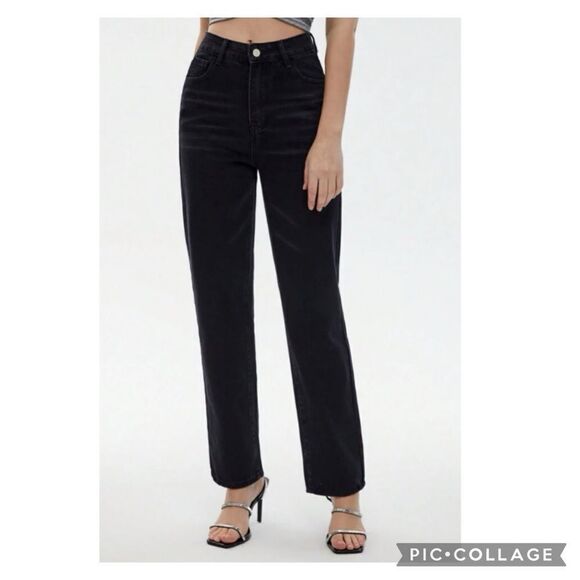 Black 90s Fit Denim High Waist Straight Leg - Picture 3 of 10